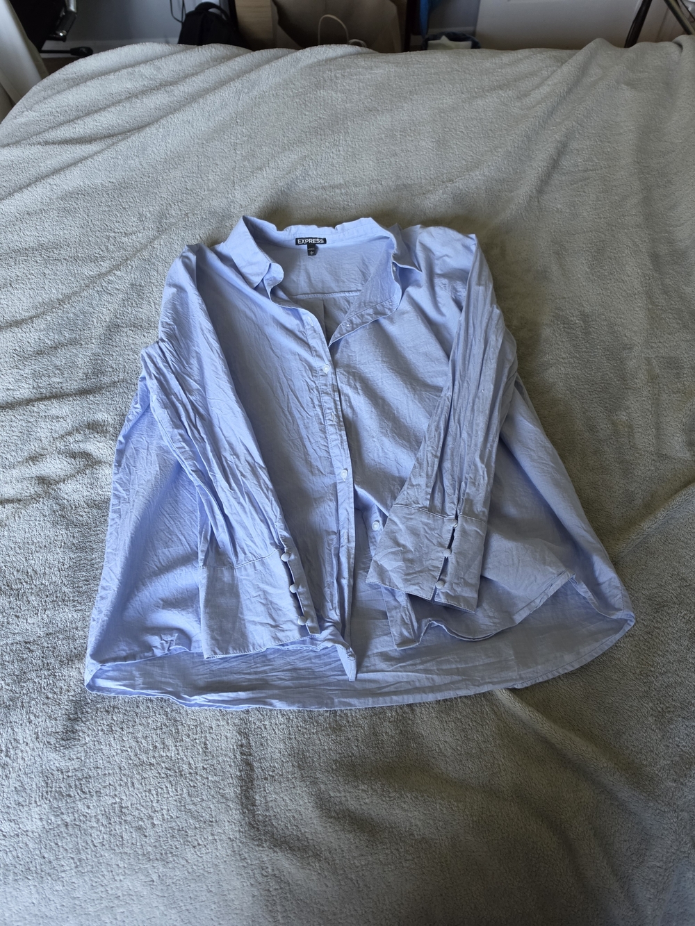 Express Light Blue Casual Button-Down Shirt